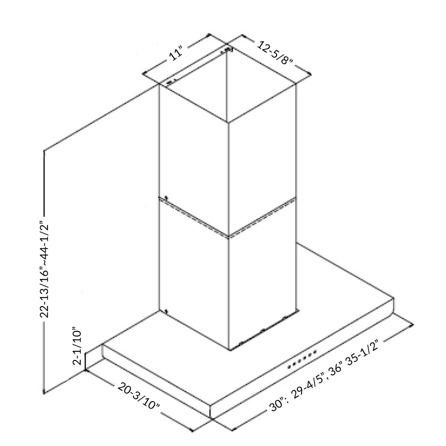 M-3000 30" or 36" Under-Cabinet/Wall-mount Chimney