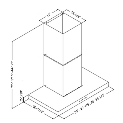 M-3000 30" or 36" Under-Cabinet/Wall-mount Chimney