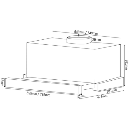 SA-1000 Sakura 24" / 31.5" Slide Out Range Hood