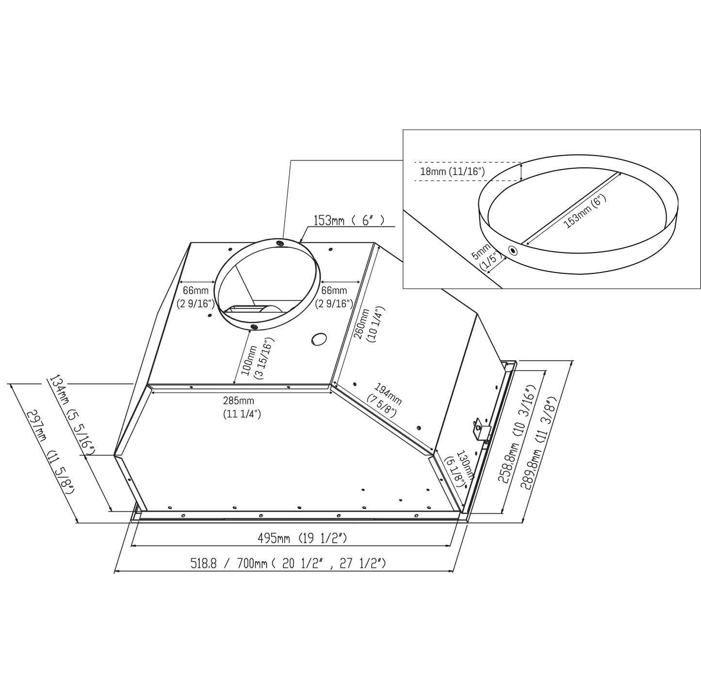 SA-390L Sakura 24" or 30" Range Hood